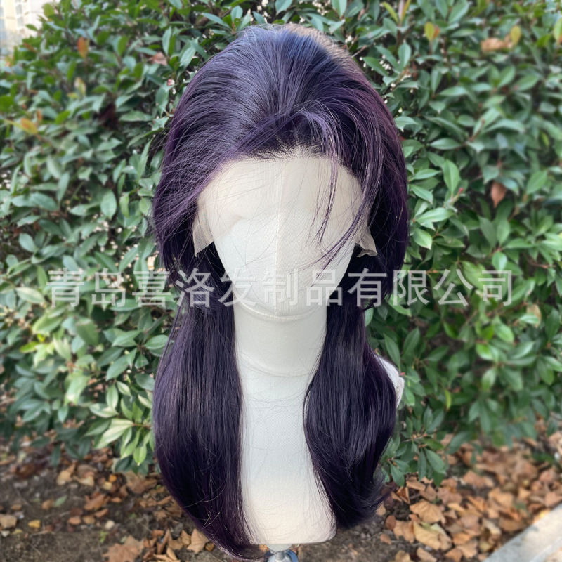 in stock wholesale 13x 4 lace wig black purple wolf tail mullet head jellyfish head natural texture layering antique