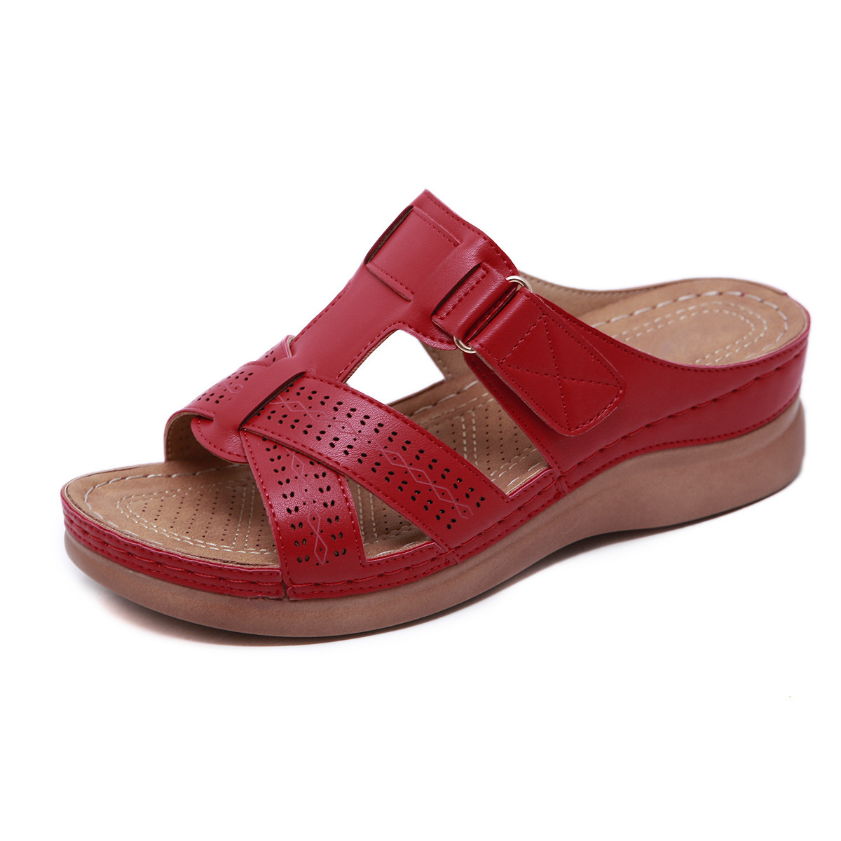 New 2025 European and American Sandals for Women, Cross-Border Stitching, Mother's Shoes, Large Size Sandals, Wedge Slippers, Drop Shipping