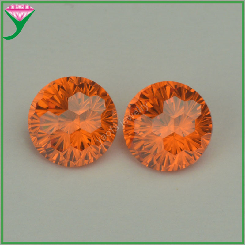 Yellow stone inlay with zircon