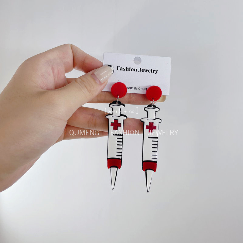 Halloween New Acrylic Syringe Earrings Wholesale display picture 4