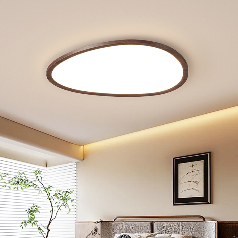 [Selección estricta] lámpara de techo retro de color nuez moderna simple de tres cabezas creativas de guijarros de espectro completo lámpara de protección de ojos