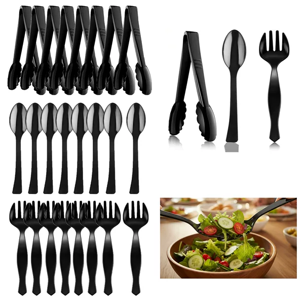 Black PP bread clip, PC transparent plum blossom clip, food clip, vegetable salad spoon and fork set, Amazon