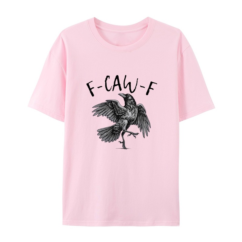 跨境新款有趣的乌鸦印花F-Caw-F运动纯棉T恤男女同款|undefined