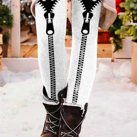 2024跨境欧美女装亚马逊速卖通WISH松紧腰修身一体裤靴裤打底裤子