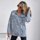 Cross-border TEMU Amazon Women's New Oversized Denim Jacket Boyfriend Ripped Hole Made Old Denim Jacket Coat