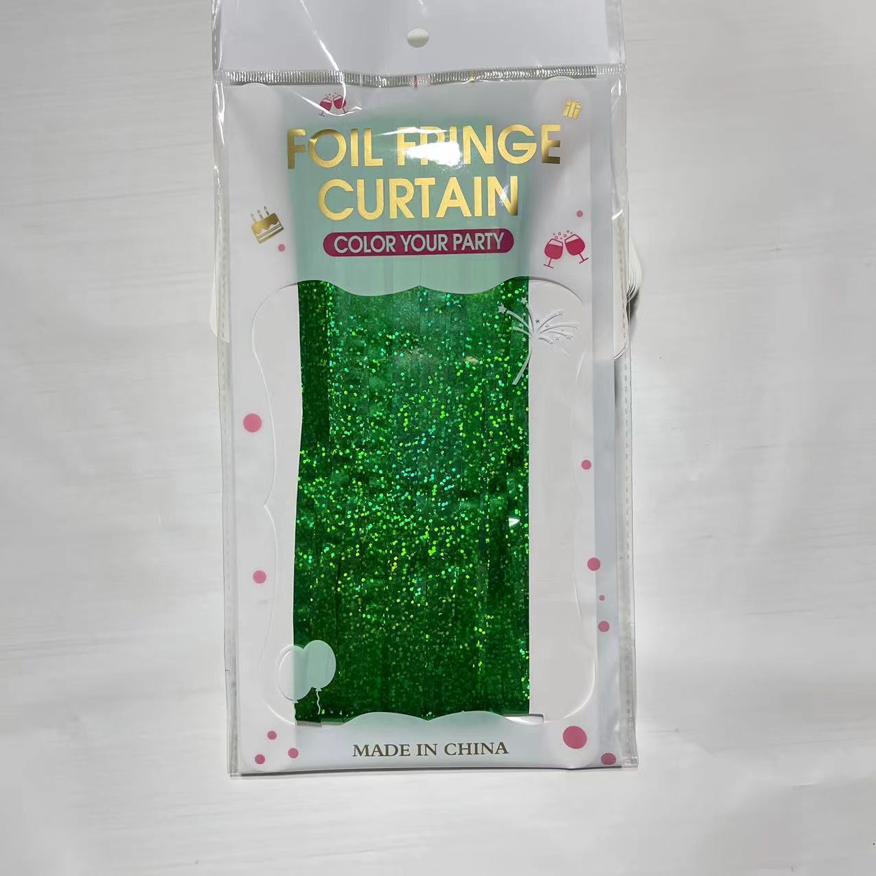 Punto láser de color brillante cortina de seda de lluvia común fabricantes de bordas