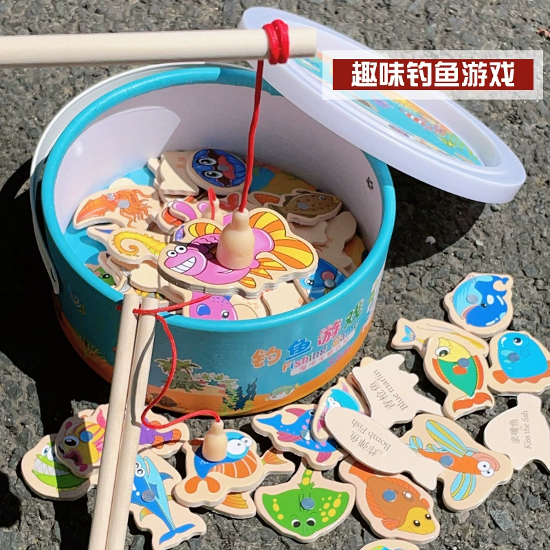 Детские развивающие магнитные игрушки для рыбалки, деревянные игрушки, 1 на 3 года, детская игра-рыбалка, интерактивные игрушки для родителей и детей