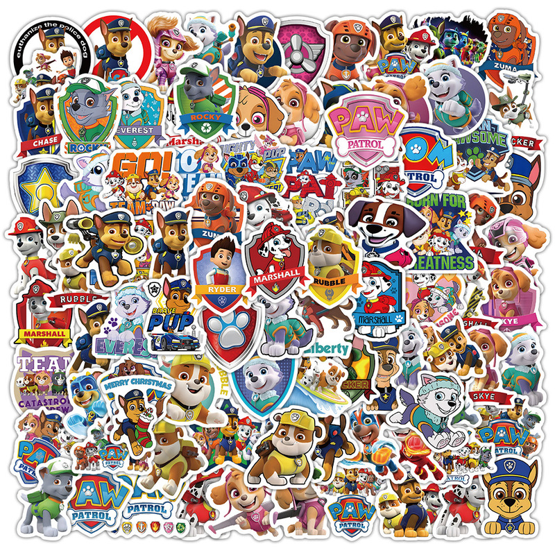 100 Cartoon Paw Patrol Doodle Stickers, Kidsren's Favorite Reward Notebook Stationery Box Stickers