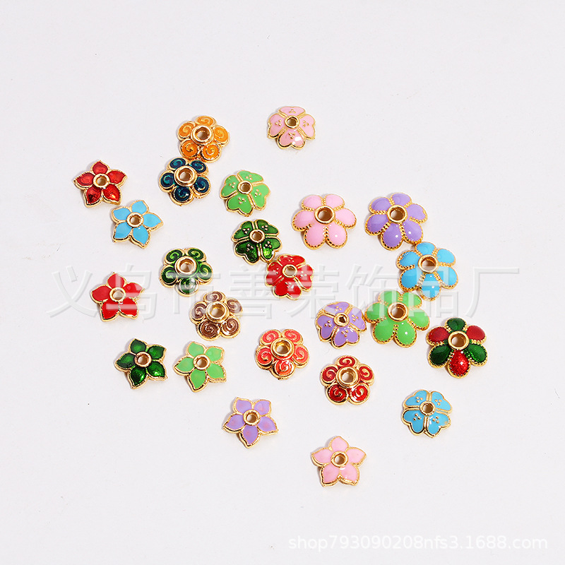Alloy oil drop flower holder plum blossom five-petal flower sunflower spacer handmade DIY accessories spacer bead accessories