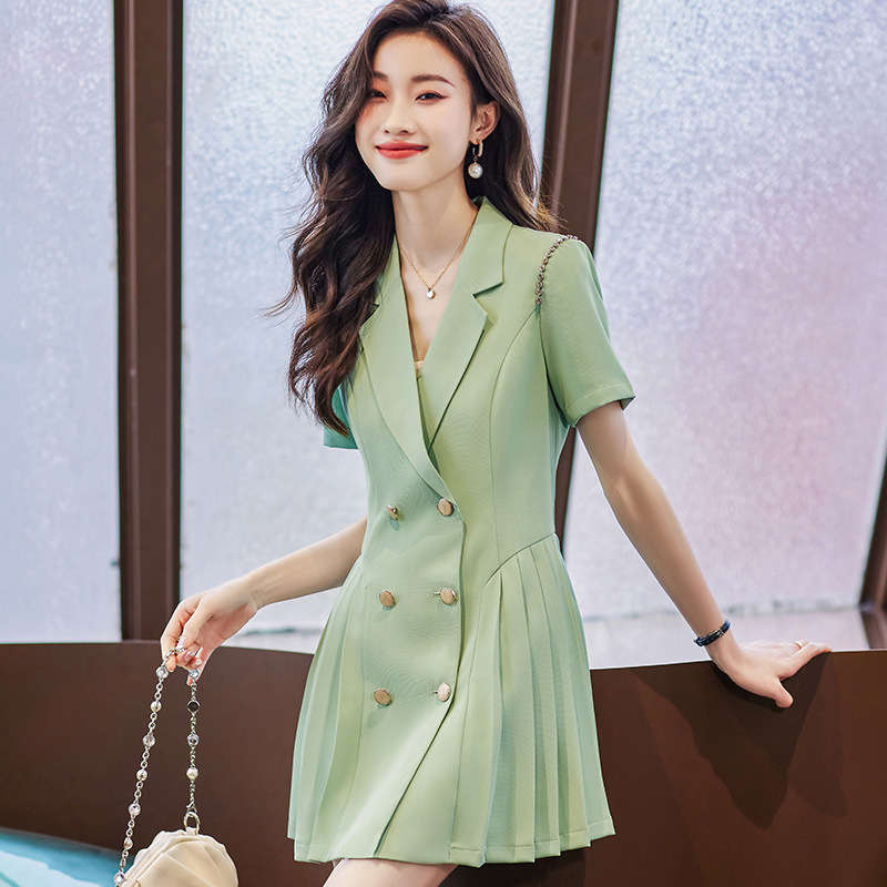 Elegant green summer classic suit jacket