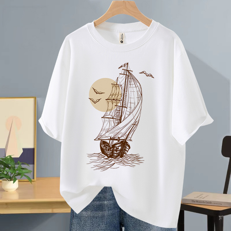 Pure Cotton Short-Sleeved T-Shirt for Men 2026 Summer New Style Loose and Versatile Student Exam Smooth Sailing Trendy Brand T-Shirt