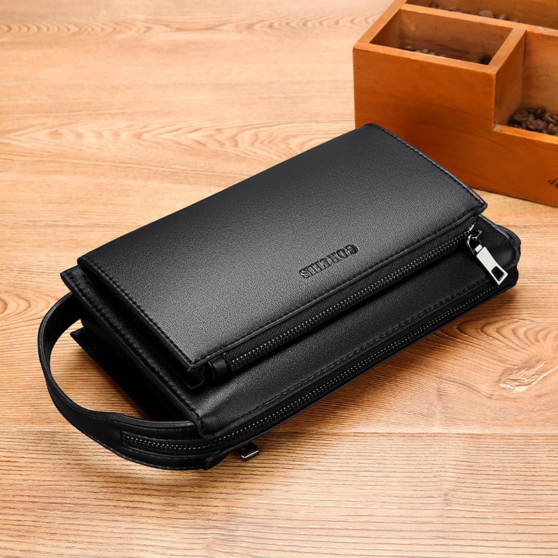 Men's Leather Clutch Bag with Combination Lock Anti-Theft Large Capacity Business Handbag Multiple Pockets Trendy Luxurious_voghion.com