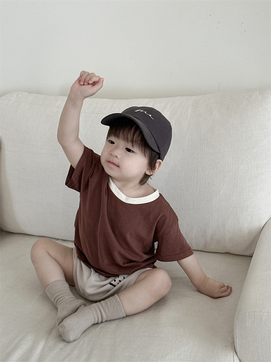 Conjunto de camiseta de manga corta y pantalones cortos de verano para niños, ropa infantil fina de estilo coreano, ropa de verano para bebés, ropa de verano para niños