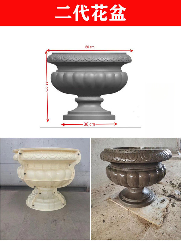 Flower Pot Mold Balcony Cement Plastic Round Bottom Grouting Thickeneded Concrete Model European Style Grinding Tool
