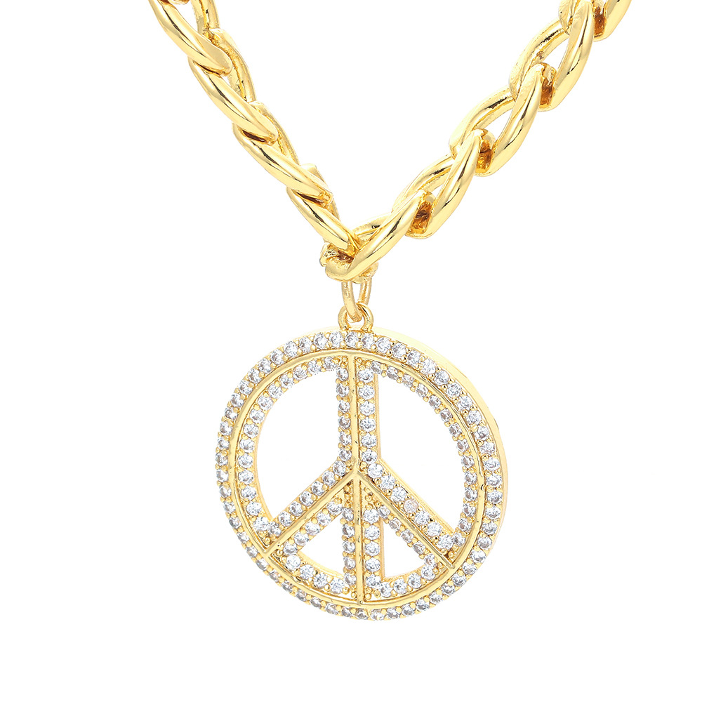 35g Weight Electroplating Gold Plating Process 304 Stainless Steel Copper 18K Gold Plated Fashion Plating Geometric Zircon Pendant Necklace