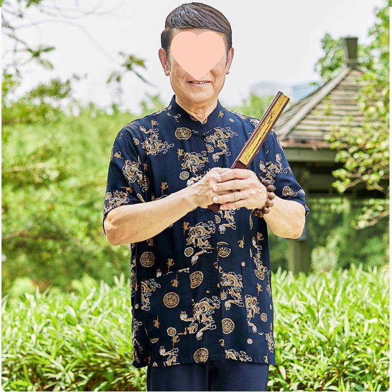 Summer Thin Tang Suit for Middle-Aged and Elderly Men, 70-Year-Old Grandfather's Summer Cotton Short-Sleeve Set, Traditional Chinese Clothing for Seniors Summer Thin Tang Suit for Middle-Aged and Elderly Men, 70-Year-Old Grandfather's Summer Cotton Short-Sleeve Set, Traditional Chinese Clothing for Seniors