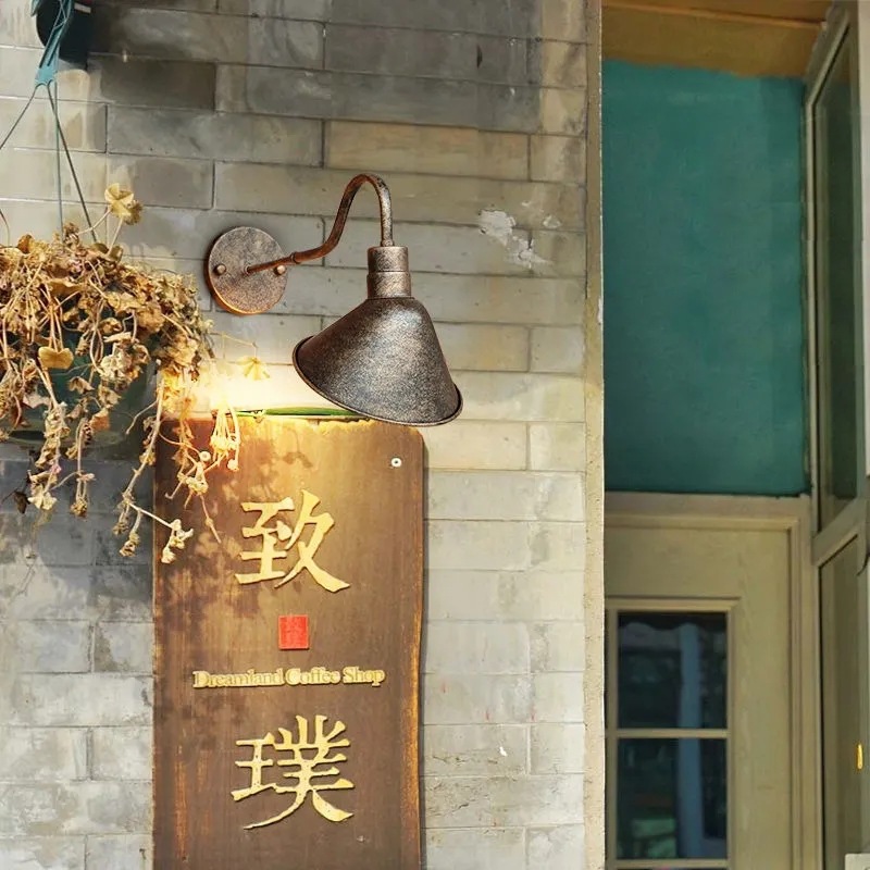 Industrial Style Outdoor Retro Wall Lamp Antique Sign Atmosphere Lighting Outdoor Courtyard Gate Door Wall Lamp