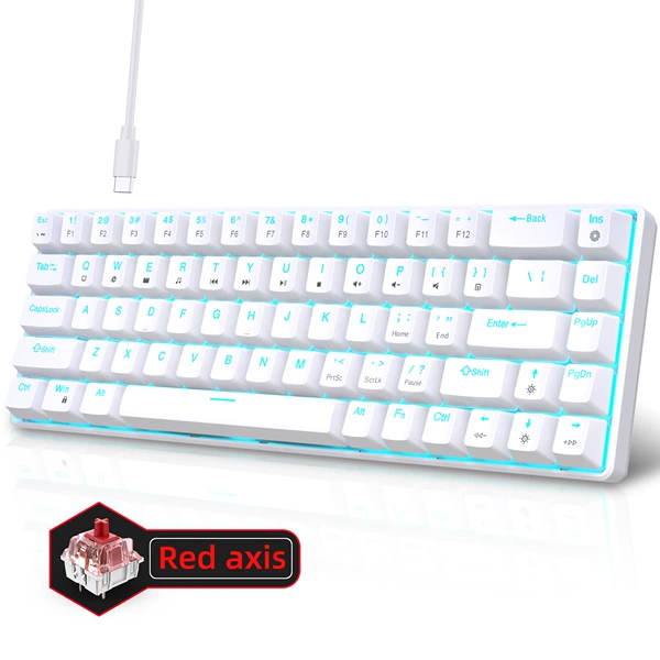 V800 white red shaft 68 key mechanical keyboard ice and blue light