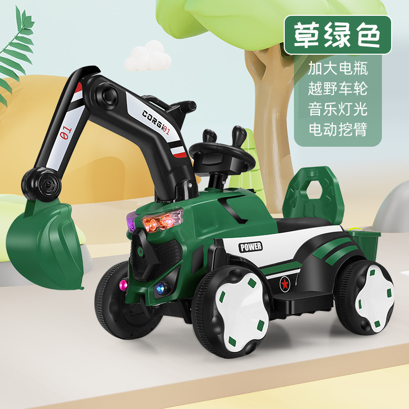 Excavadora eléctrica para niños se puede sentar en un coche de juguete para niños gran excavadora de ingeniería de cuatro ruedas image 14
