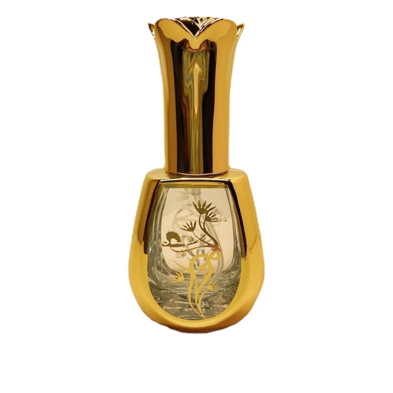 Botella de perfume de 10ml botella de spray de vidrio Rosa Galvanoplastia dorada tallada viaje sub-Botella de perfume botella de comercio exterior