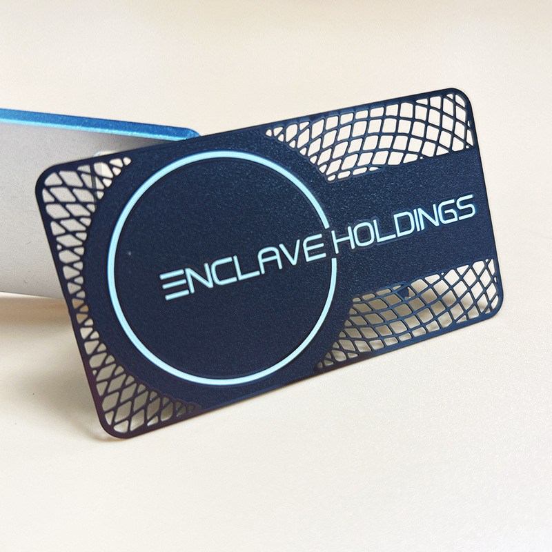 不锈钢哑黑空白卡哑黑彩印工艺雕刻激光丝印镂空名片工艺设计印刷