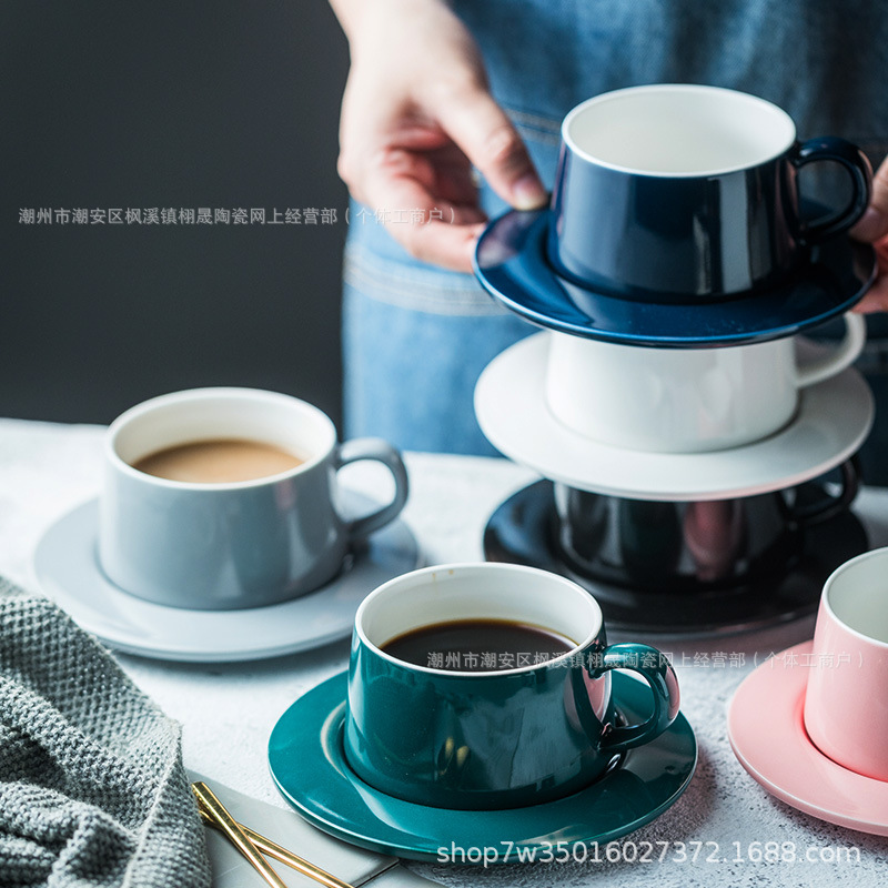 Tazas de café nórdicas, platos de té de la tarde, tazas de café cerámicas, tazas de latte, tazas de té negro, tazas de agua de oficina