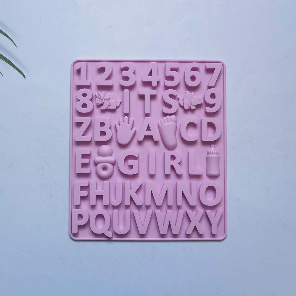 Niña chocolate alfanumérico 1 molde de silicona pastel helado pudín molde de postre jabón utensilios de cocción