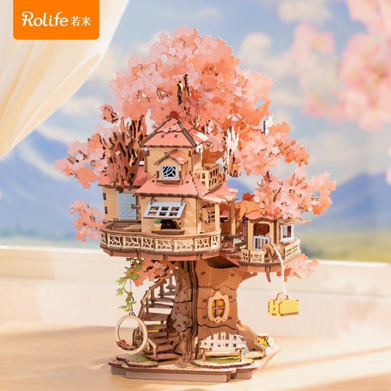 Rollife Ruolai nuevo producto Sakuramon Bookstore diy cabaña modelo de ensamblaje juguete tridimensional juguete de bloques de construcción de madera