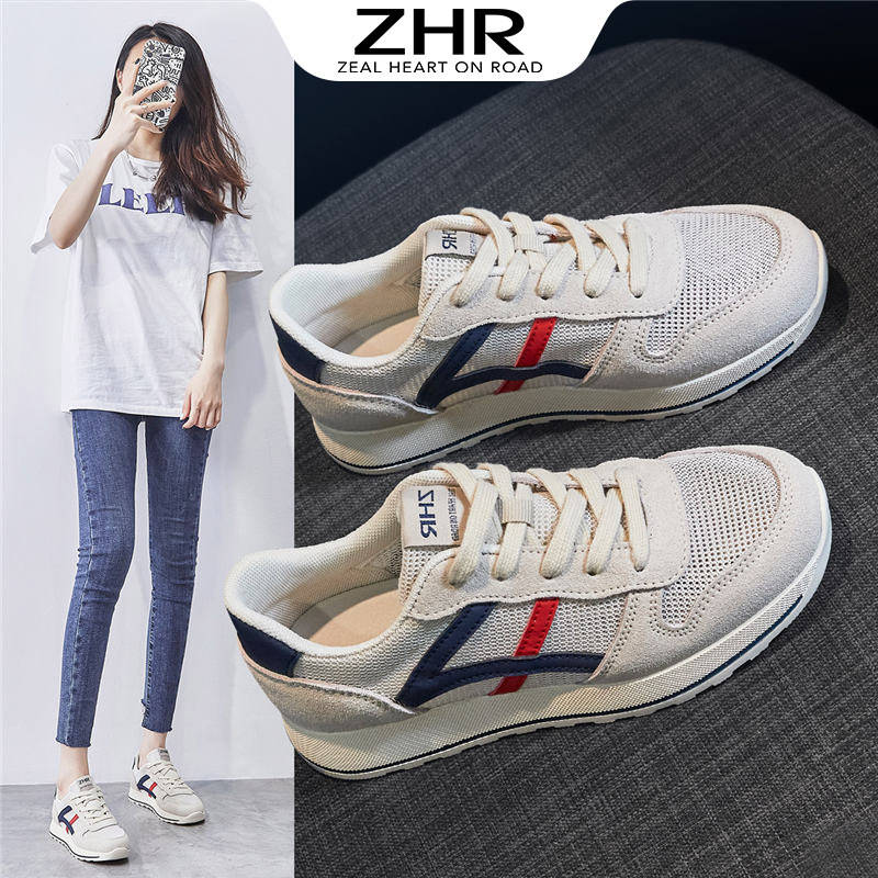 Zhr Mesh Breathable Women's Shoes 2024 Spring and Summer New Style Comfortable Flats Lightweight Sports Shoes Flats Soft Sole