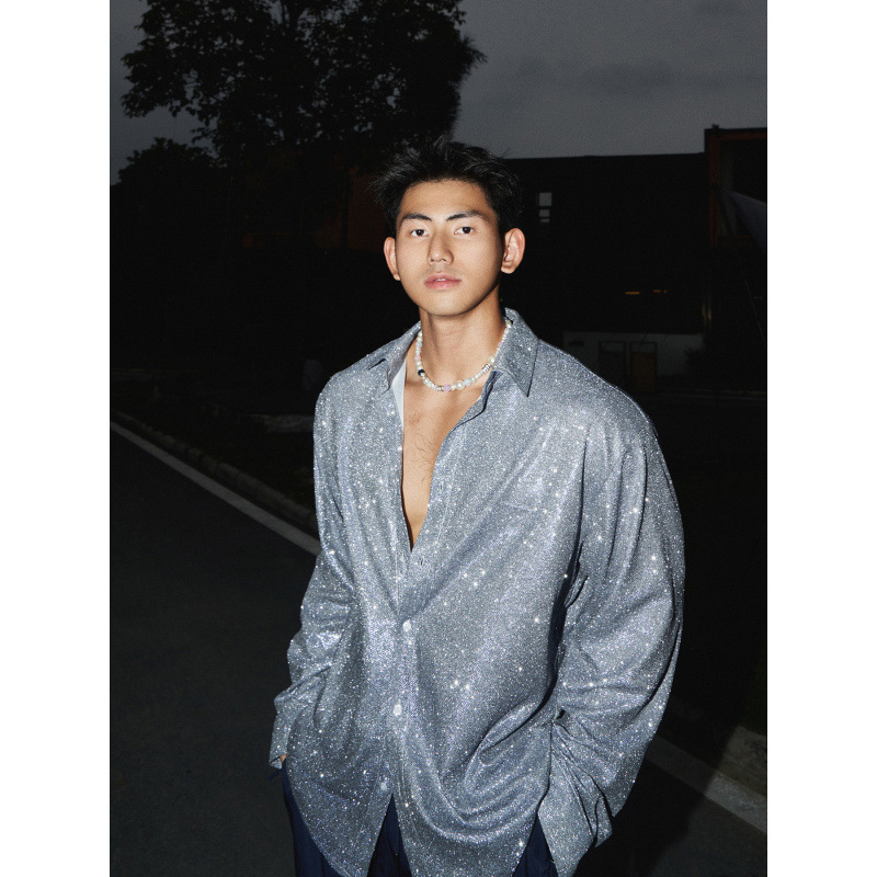 2026 Internet Celebrity Singer Sequin Shiny Reflective Shirt for Men and Women Nightclub Dj Stage Outfit 2026 Internet Celebrity Singer Sequin Shiny Reflective Shirt for Men and Women Nightclub Dj Stage Outfit