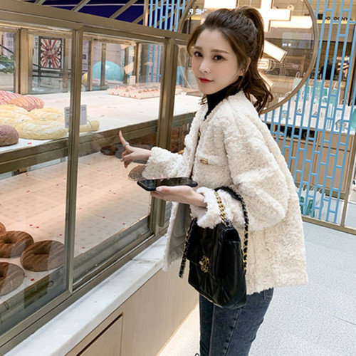 Women's 420# Lamb Fleece Jacket  New Arrival Korean Style Student Fleece Lined Outerwear for Autumn and Winter