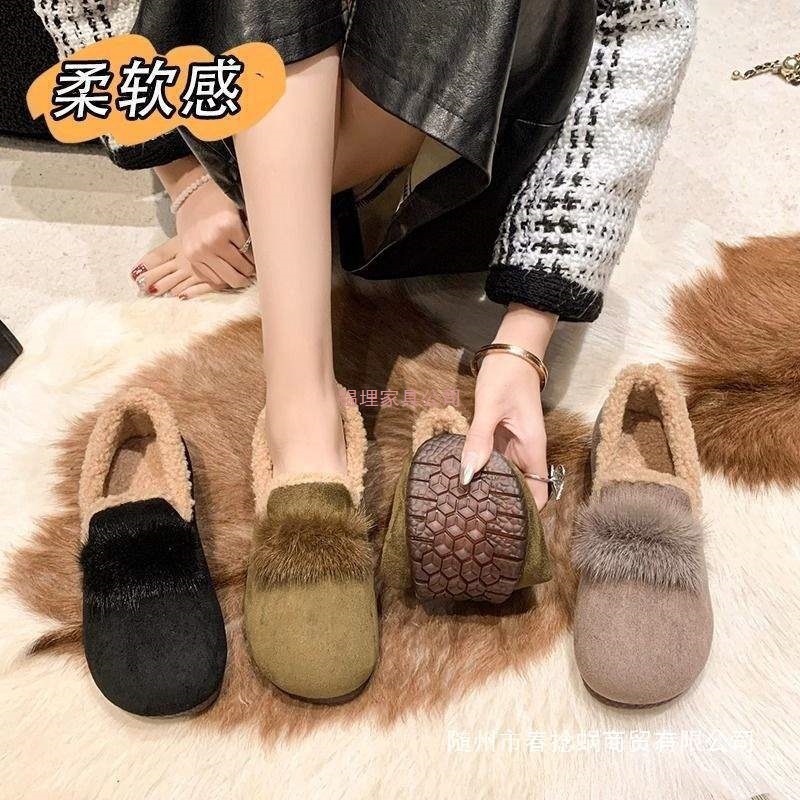 2025新款女豆豆鞋冬季加绒超软底时尚外穿加厚棉鞋牛筋底防滑女鞋
