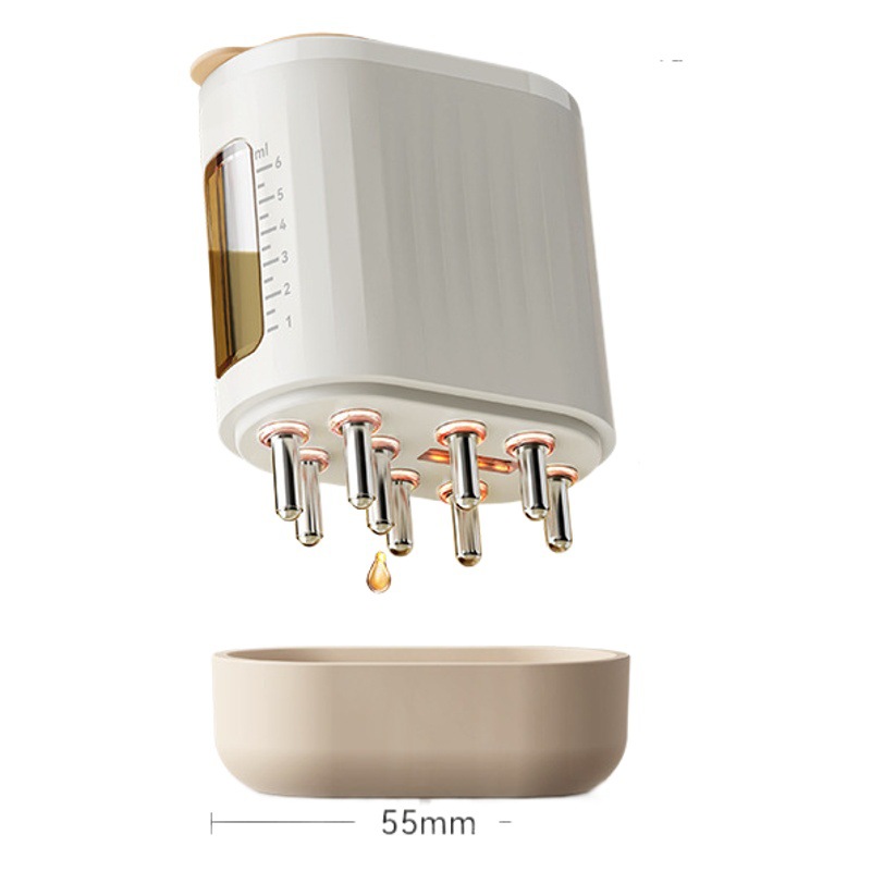 Nuevo cuantitativo cuero cabelludo dispensador de medicina eléctrica vibración masaje peine rojo luz EMS micro corriente líquido guía peine medicina peine