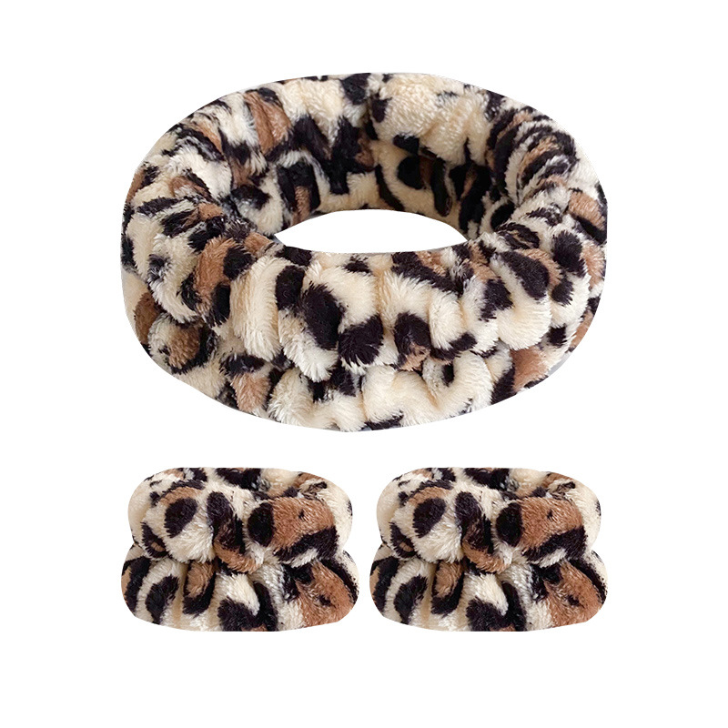 Patrón de tigre europeo y americano arco banda de pelo correa de muñeca traje de lavado de cara de las mujeres diadema estrellado cielo impreso diadema correa de muñeca absorbente