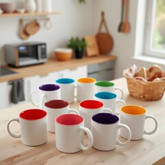 ラウンドハンドルブランクインナーカラーコーティングカップマグ 11 オンス昇華カップブランク熱転写セラミックマーカー画像カップ