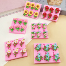 迷你小鼻嘎花朵硅胶模具牡丹荷花diy翻糖食品级易脱模耐高温模具