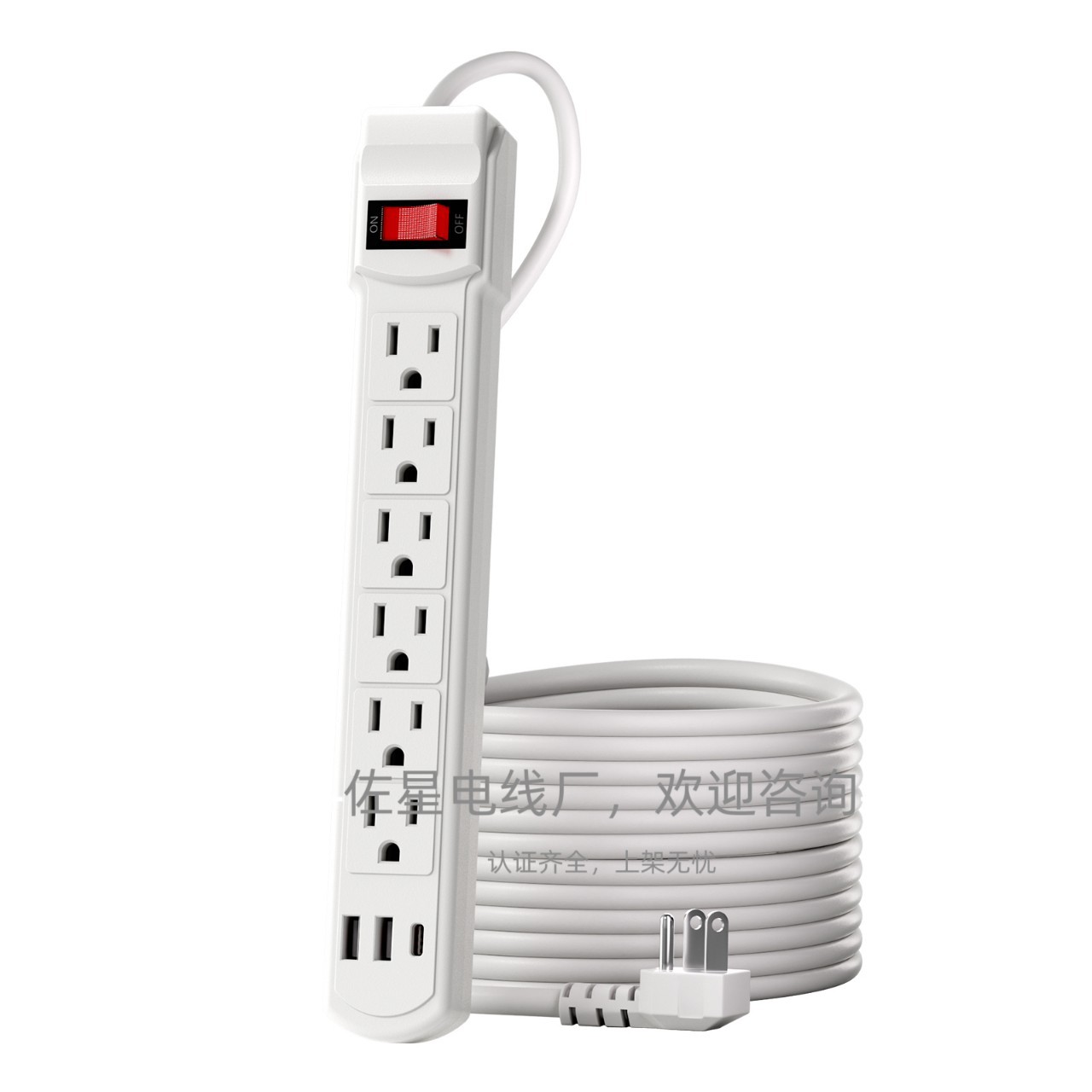 Tablero de conexión especial transfronterizo de EE. UU. Toma de corriente de cableado doméstico 2USB 1Type-C Tipo americano de 6 posiciones