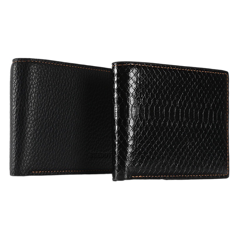 Cartera corta de los hombres transfronterizos de Europa y América del patrón del cocodrilo billetera juvenil dos veces la cremallera horizontal titular del boleto certificado bolsa en stock