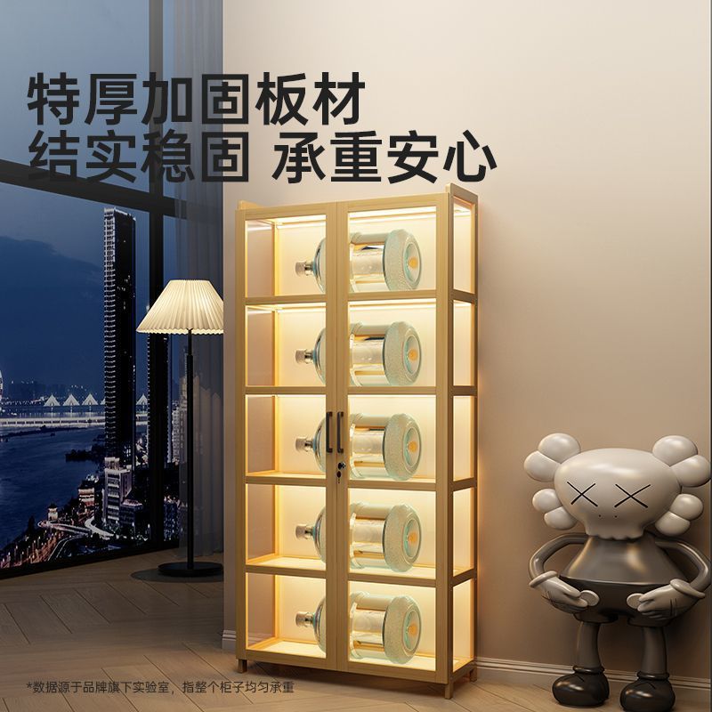 亚克力带锁带灯带盲盒手办柜2024新款双开门陈列柜展示柜痛柜透明