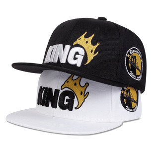 H295 Korean Style Trendy Men's Street Dance KING Crown Flat Along Hip-hop Cap Baseball Hat Spring and Autumn New
