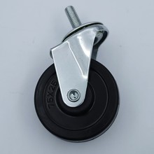 供应3寸橡胶轮丝杆万向轮静音脚轮购物手推车轮工业滑轮静音耐磨