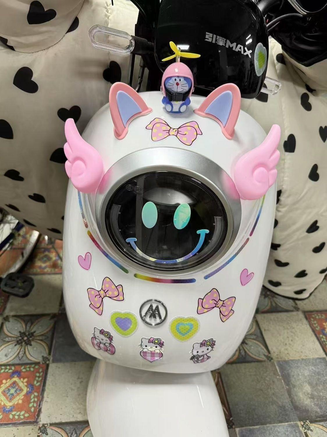 Electric scooter/motorcycle angel wing cat ear cute decorative stickers, helmet accessories, Aima/Tailg cute little accessories