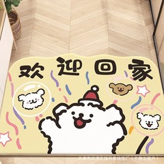 漫画の子犬の玄関ドアマット、玄関フロアマット、滑り止め、汚れ防止、お手入れが簡単なカーペット、洗える吸収性カーペット