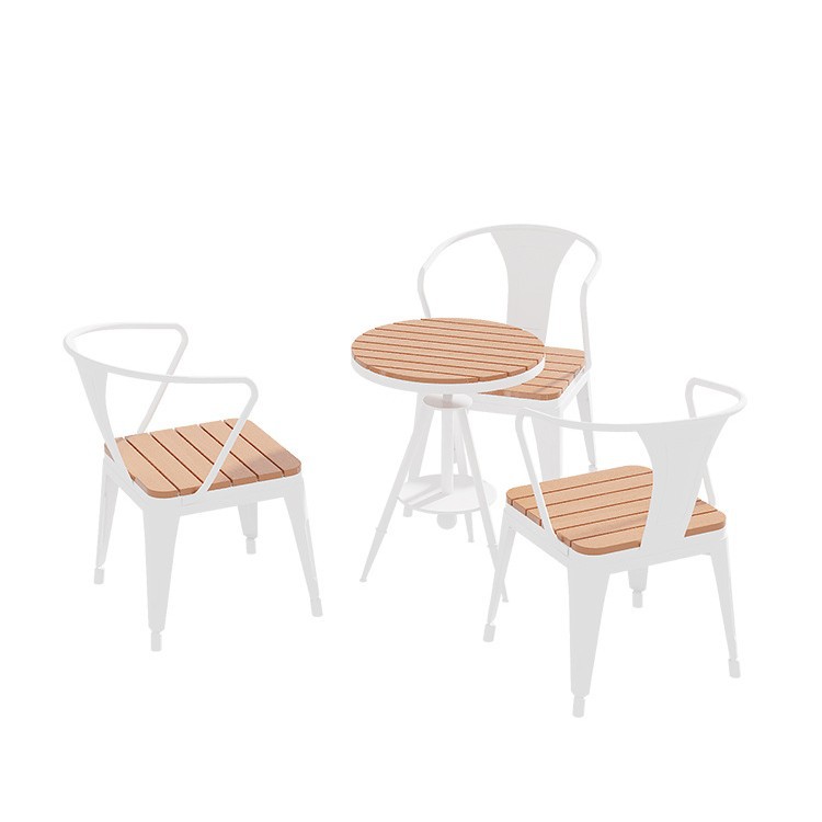Mesas y sillas de madera plástica al aire libre patio Mesa de ocio al aire libre jardín tienda de té con leche balcón al aire libre cafetería combinación de mesas y sillas image 18