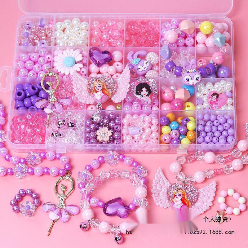 儿童手串串珠小女孩穿珠子玩具女童穿项链手链材料包代发