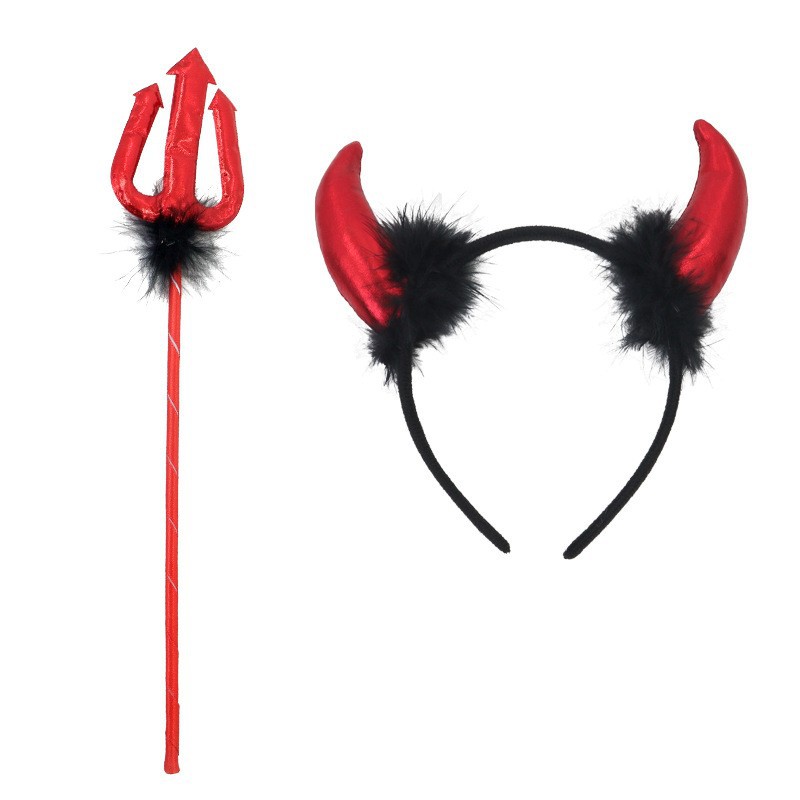 Nuevo Halloween de encaje pequeño bastón demonio corno demonio buey corno de cabello transfronterizo para espectáculos de baile props