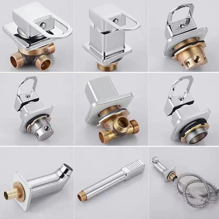 批发浴室柜洗脸盆洗面盆冷热抽拉立式三件套四件套墙式水龙头分体