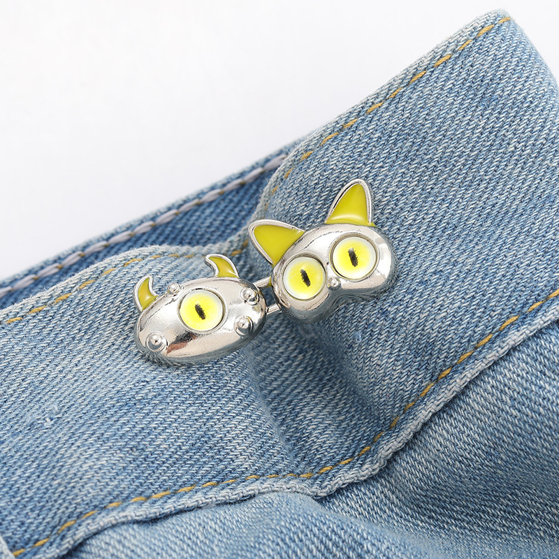 Pequeños monstruos lindos pantalones de cintura apretada artefacto de cintura ajustable botón de cintura estilo de alta calidad personalidad jeans cambiar botón de cintura