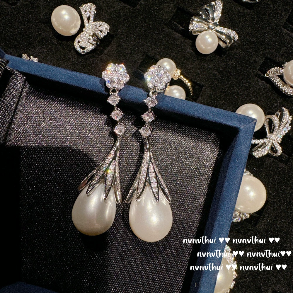 Серьги капля‑жемчуг и бабочка из циркония, винтажный блеск, короткие и длинные варианты
