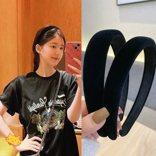 Fever's same style black velvet headband, high-end headband, retro hairpin, women's autumn and winter versatile outing